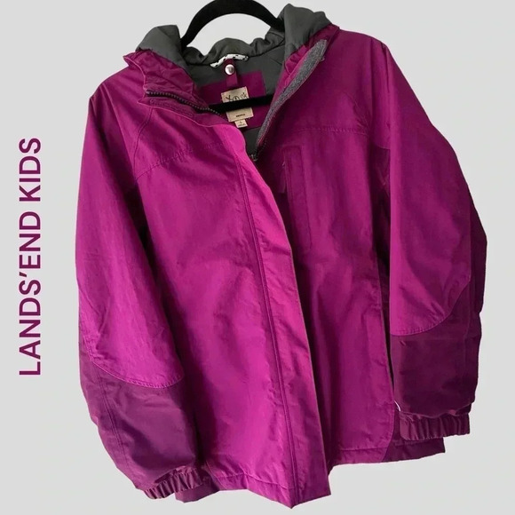 LANDS’ ENDNWOTKIDS SQUALL COATWATERPROOF INSULATED FLEECE LINEDSZ 14